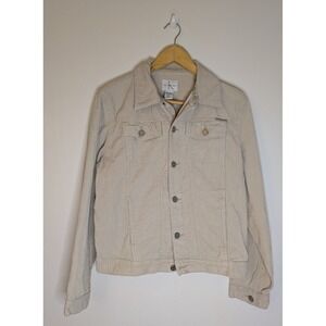 90s Retro cK Calvin Klein Jeans Cord Denim Jacket Beige Light Brown Sz L Y2K VTG